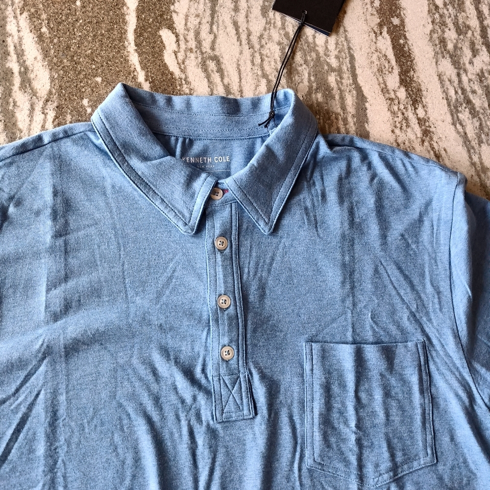 Kenneth Cole Men's Sustainable Tri Blend Polo Shirt New Size Large